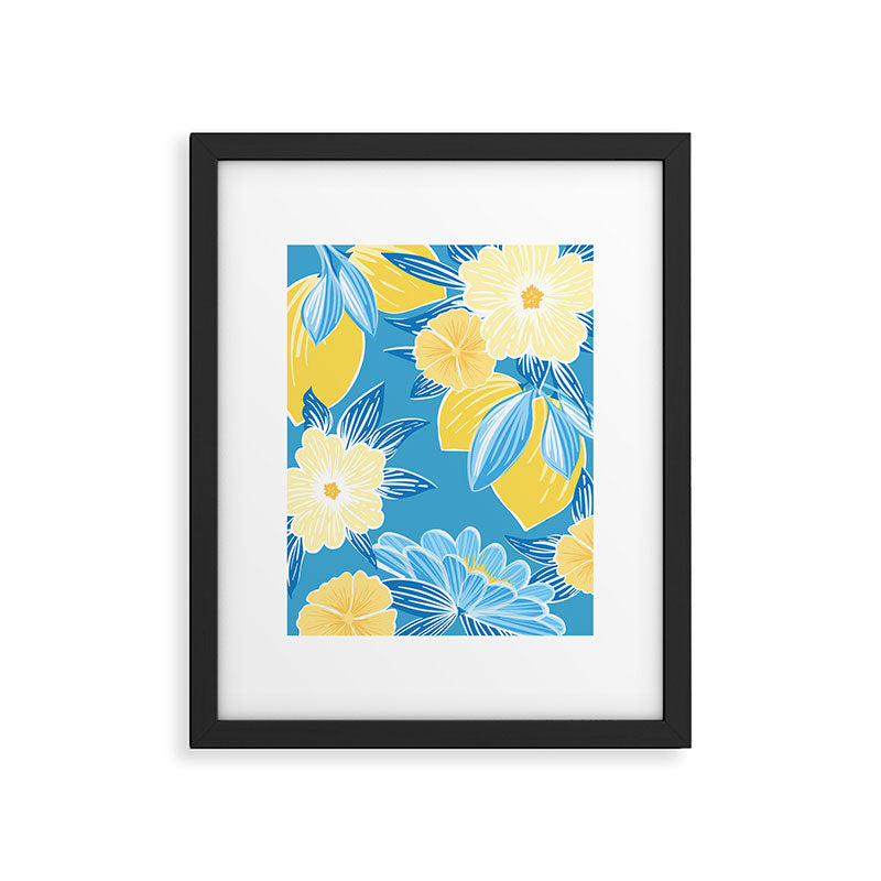Hibiscus Lemon Botanical Pattern  Framed Art Print Gallery Image 5
