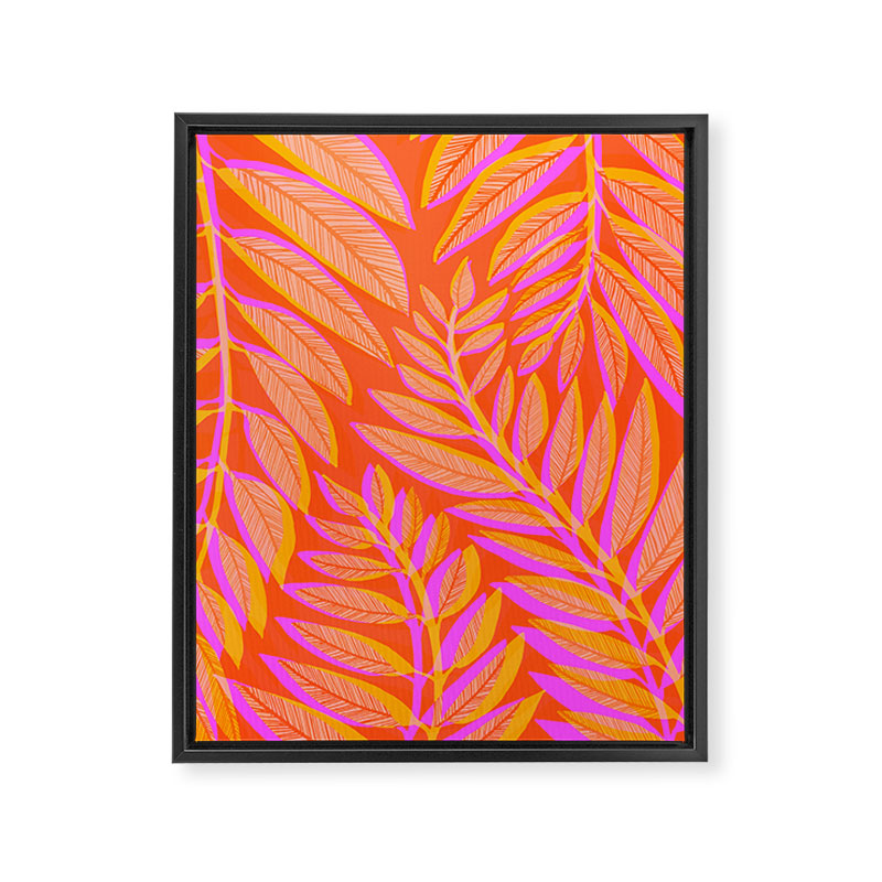 Hot Tropics II - Vertical Pink Orange Palette Framed Canvas Print Gallery Image 6