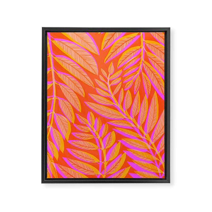 Hot Tropics II - Vertical Pink Orange Palette Framed Canvas Print Gallery Image 1