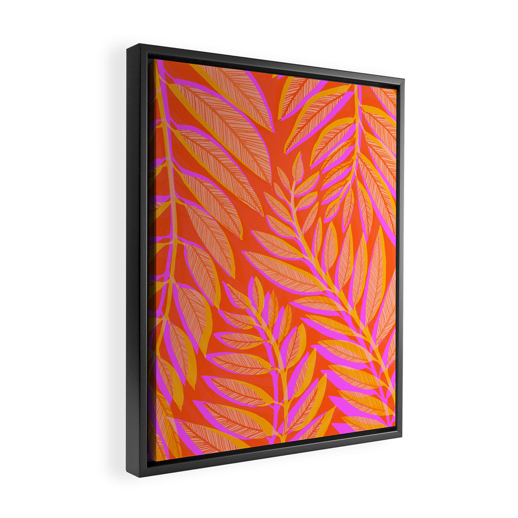 Hot Tropics II - Vertical Pink Orange Palette Framed Canvas Print Gallery Image 2