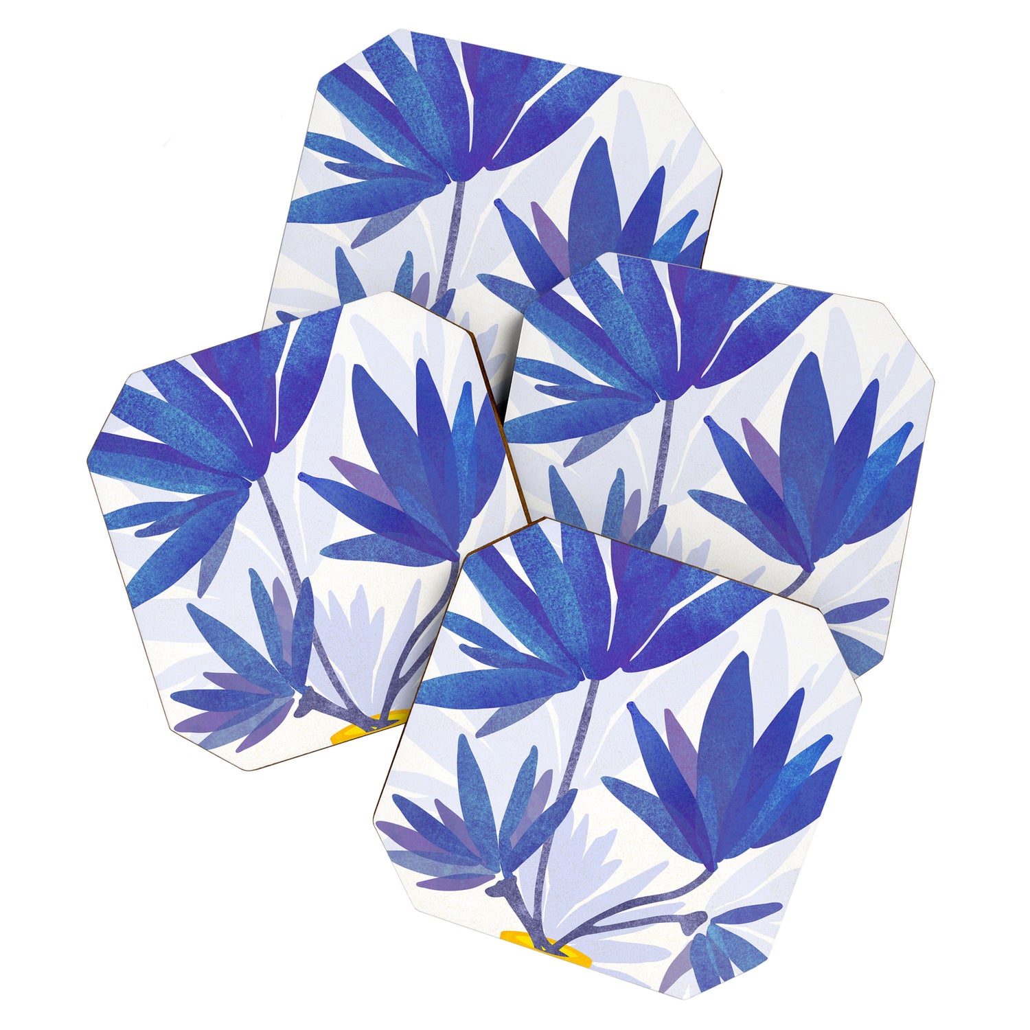 Indigo Blooms Abstract Botanical Coaster Gallery Image 1