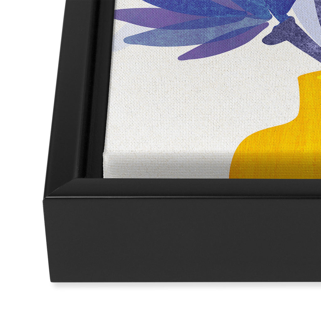 Indigo Blooms Abstract Botanical Framed Canvas Print Gallery Image 3