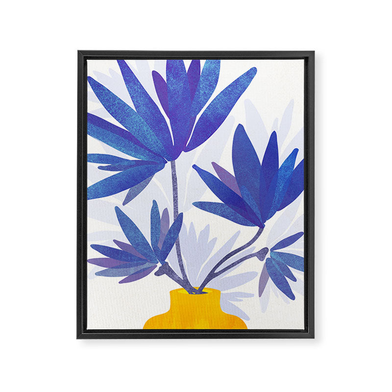 Indigo Blooms Abstract Botanical Framed Canvas Print Gallery Image 6