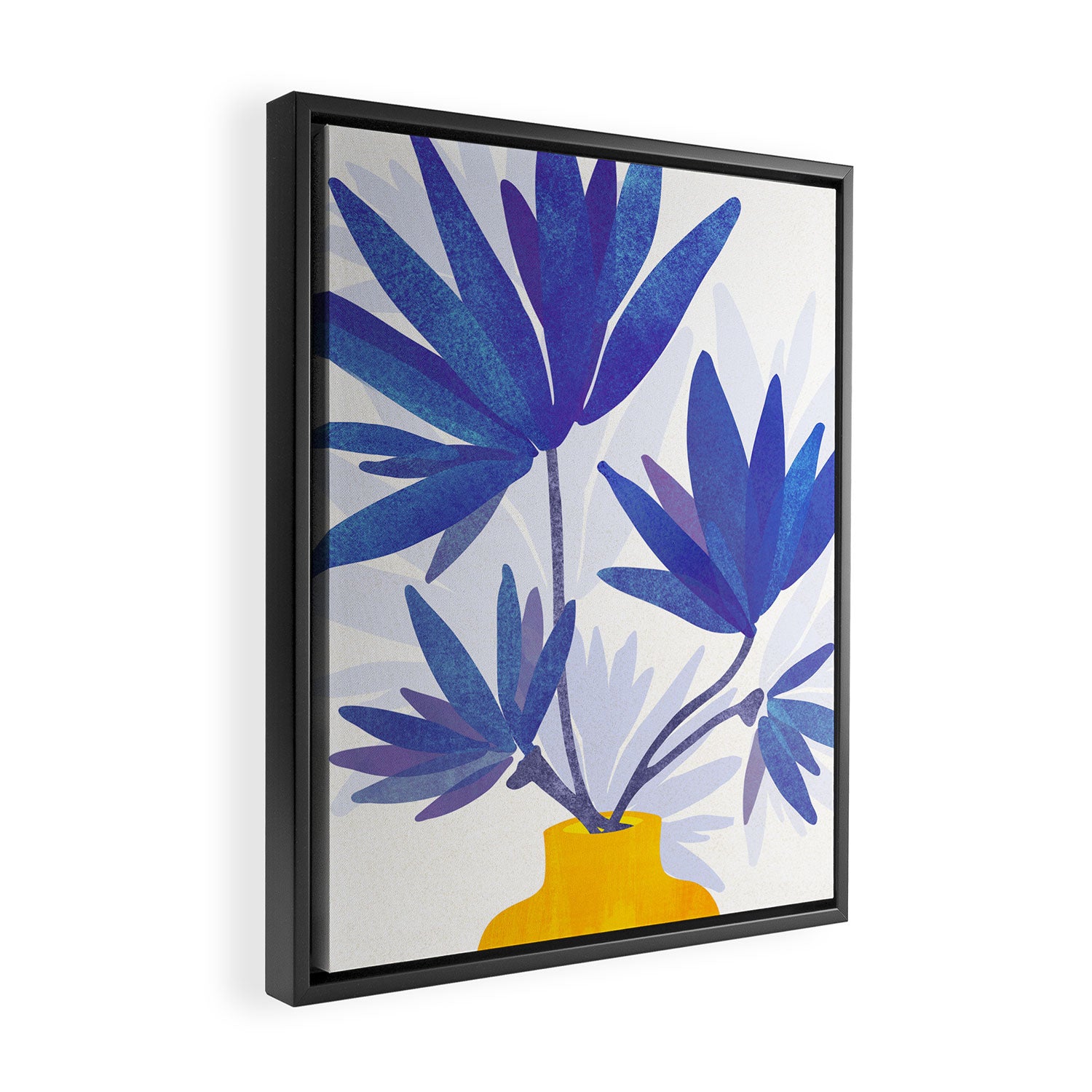 Indigo Blooms Abstract Botanical Framed Canvas Print Gallery Image 2