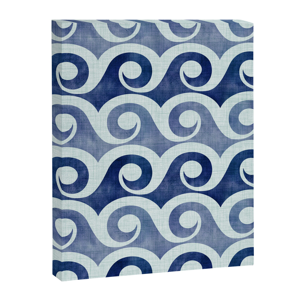 Indigo Geometric Beach Waves Canvas Print Gallery Image 8