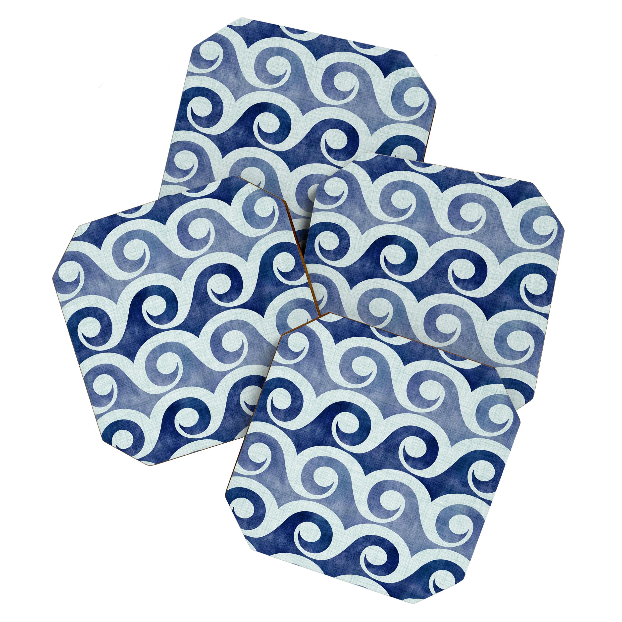 Indigo Geometric Beach Waves Coaster Gallery Image 1
