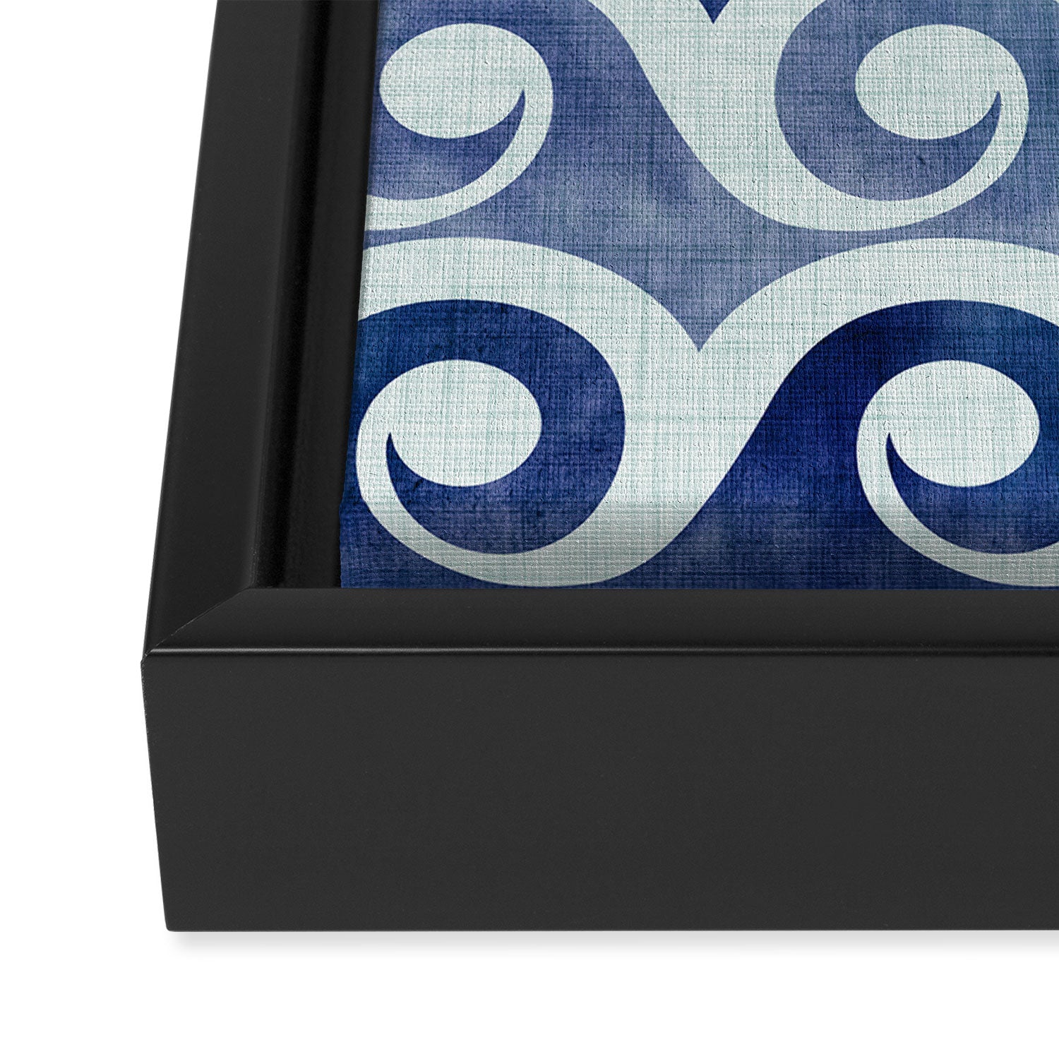 Indigo Geometric Beach Waves Framed Canvas Print Gallery Image 3