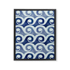 Indigo Geometric Beach Waves Framed Canvas Print Gallery Image 8