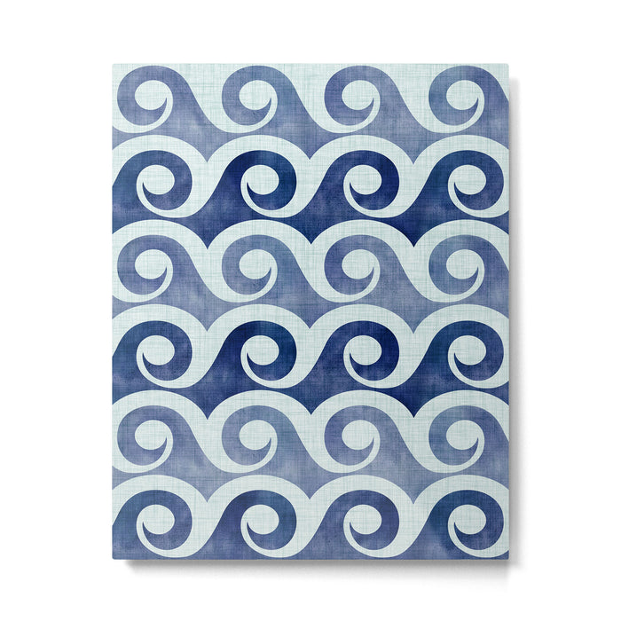 Indigo Geometric Beach Waves Metal Print Gallery Image 1