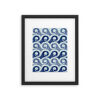 Indigo Geometric Beach Waves Framed Art Print Gallery Image 4