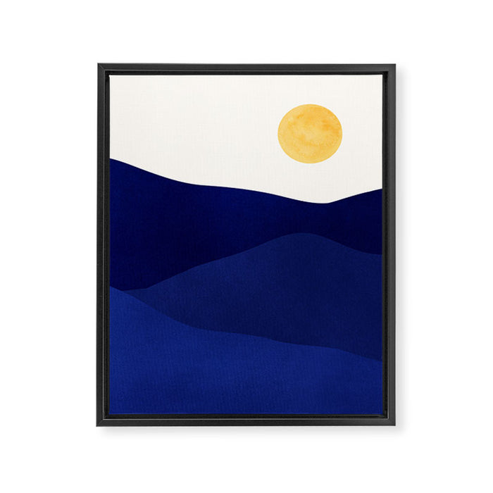 Indigo Mountains Abstract Landscape Framed Canvas Print Gallery Image 1