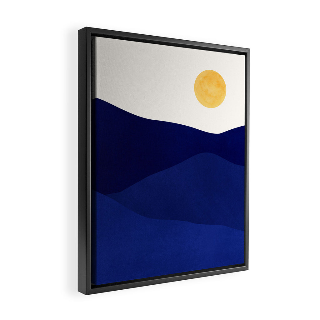 Indigo Mountains Abstract Landscape Framed Canvas Print Gallery Image 2