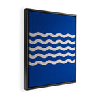 Indigo Waves in Blue and White Framed Canvas Print Gallery Image 2