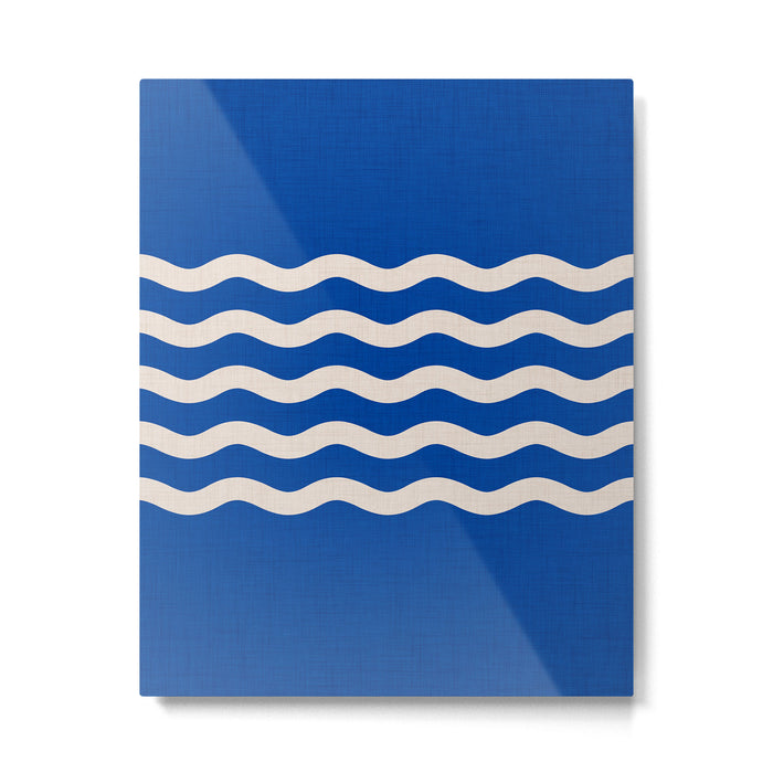 Indigo Waves in Blue and White Metal Print Gallery Image 1