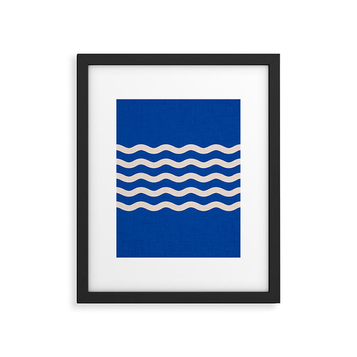 Indigo Waves in Blue and White Framed Art Print Gallery Image 1