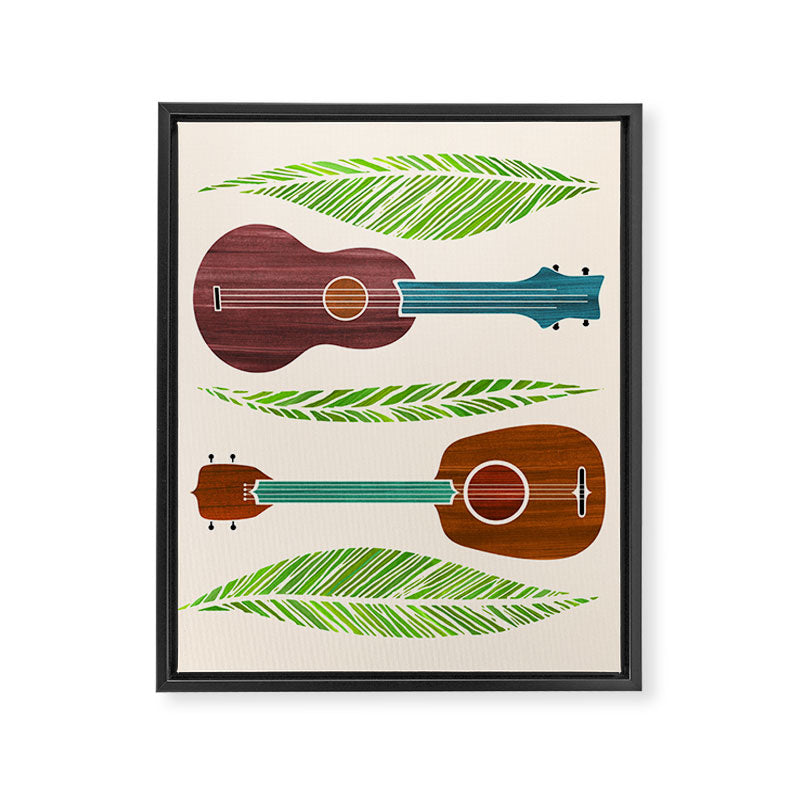 Island Life Ukuleles and Palms Framed Canvas Print Gallery Image 6