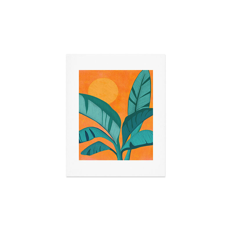 Island Sunset with Banana Tree Art Print Gallery Image 1