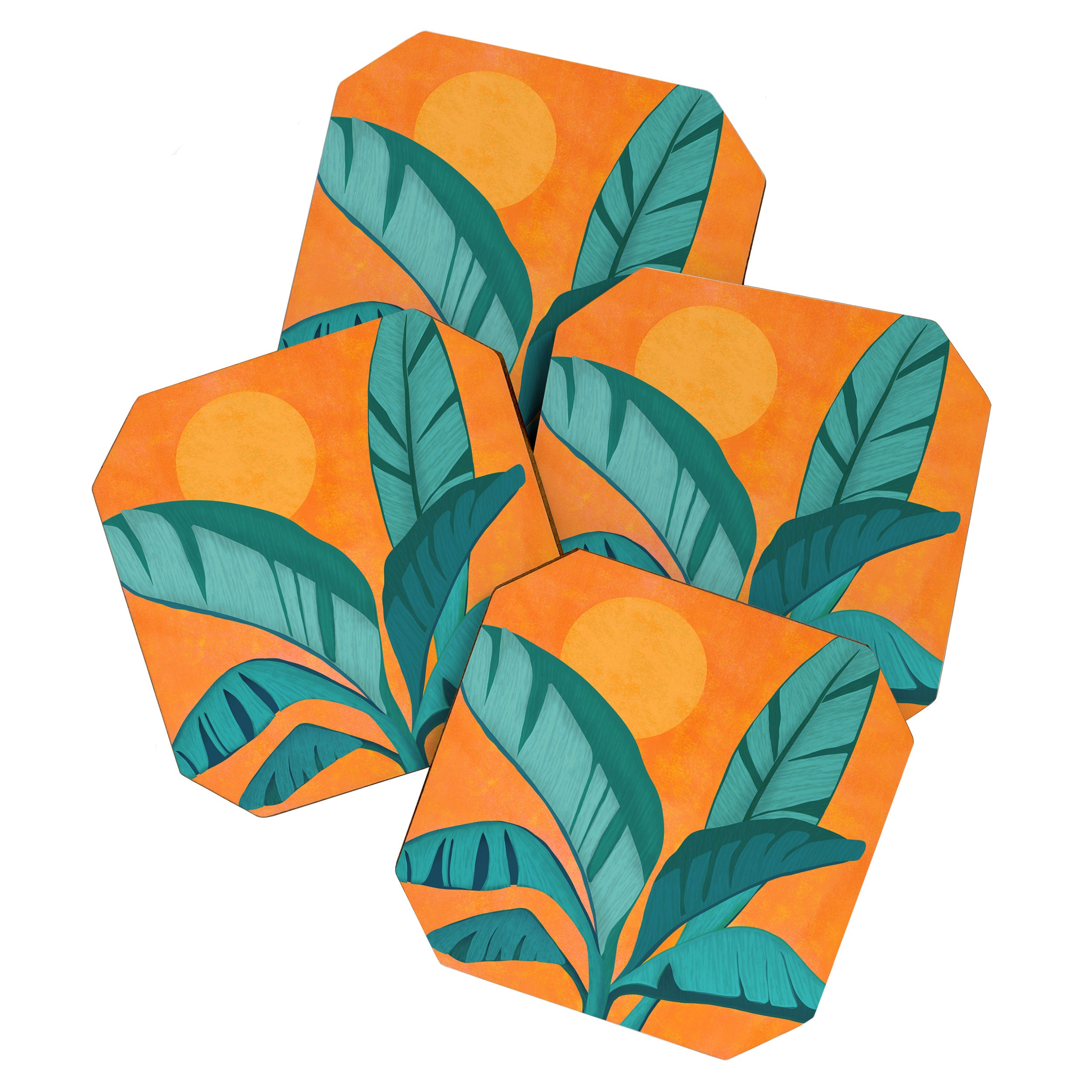 Island Sunset with Banana Tree Coaster Gallery Image 1