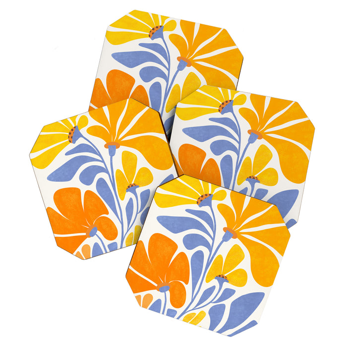 Joyful Sunflowers Floral Illustration Coaster Gallery Image 1