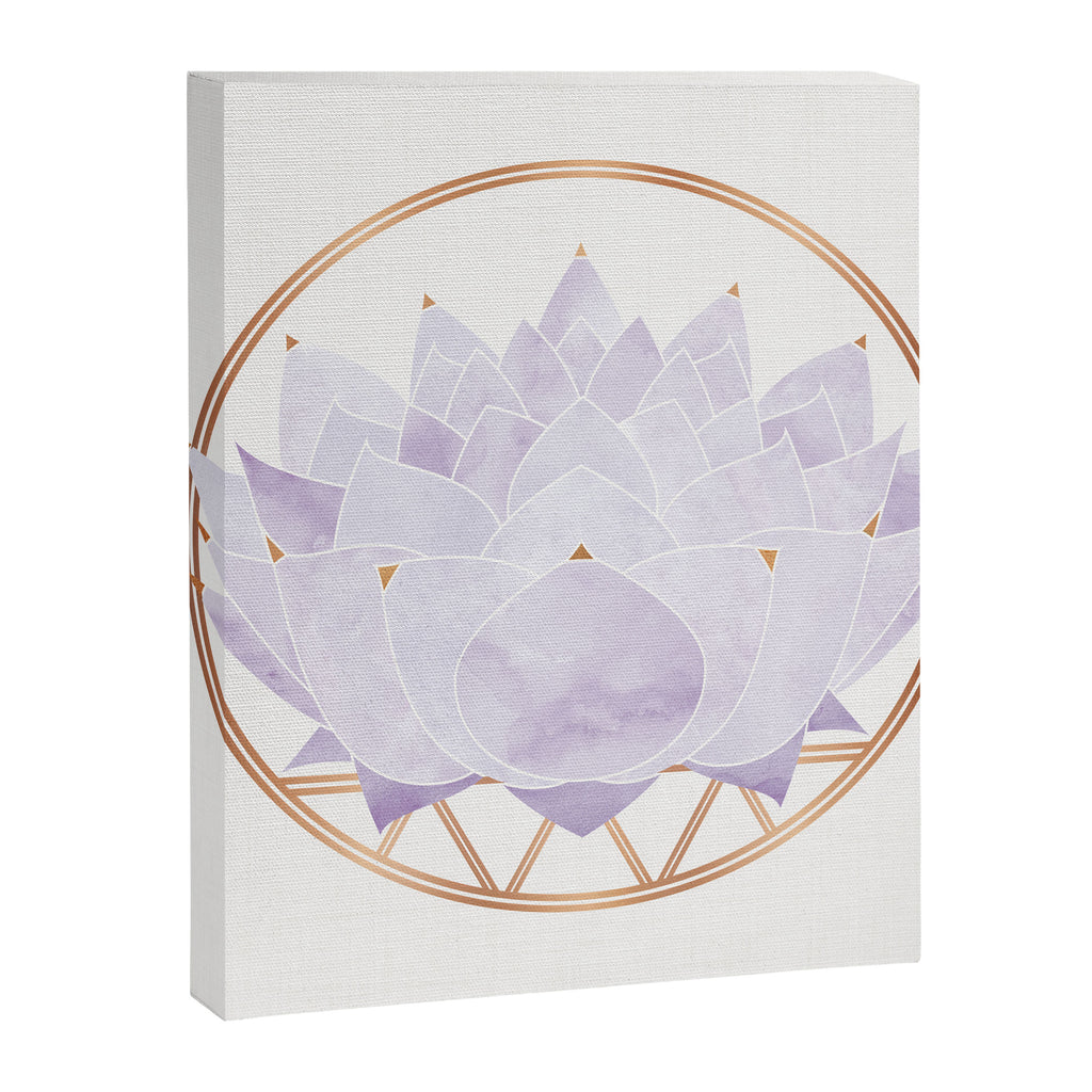 Lavender Lotus Blossom Watercolor Canvas Print Gallery Image 8