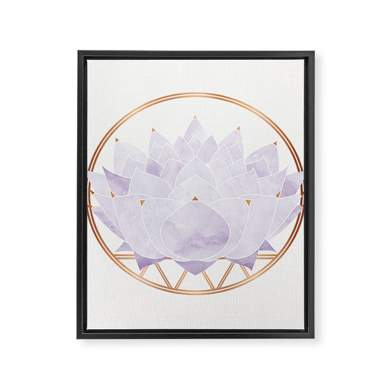 Lavender Lotus Blossom Watercolor Framed Canvas Print Gallery Image 8