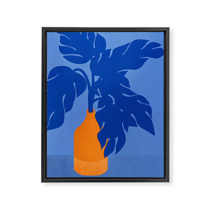 Light In The Darkness  - a blue tropical still life painting Framed Canvas Print Gallery Image 6