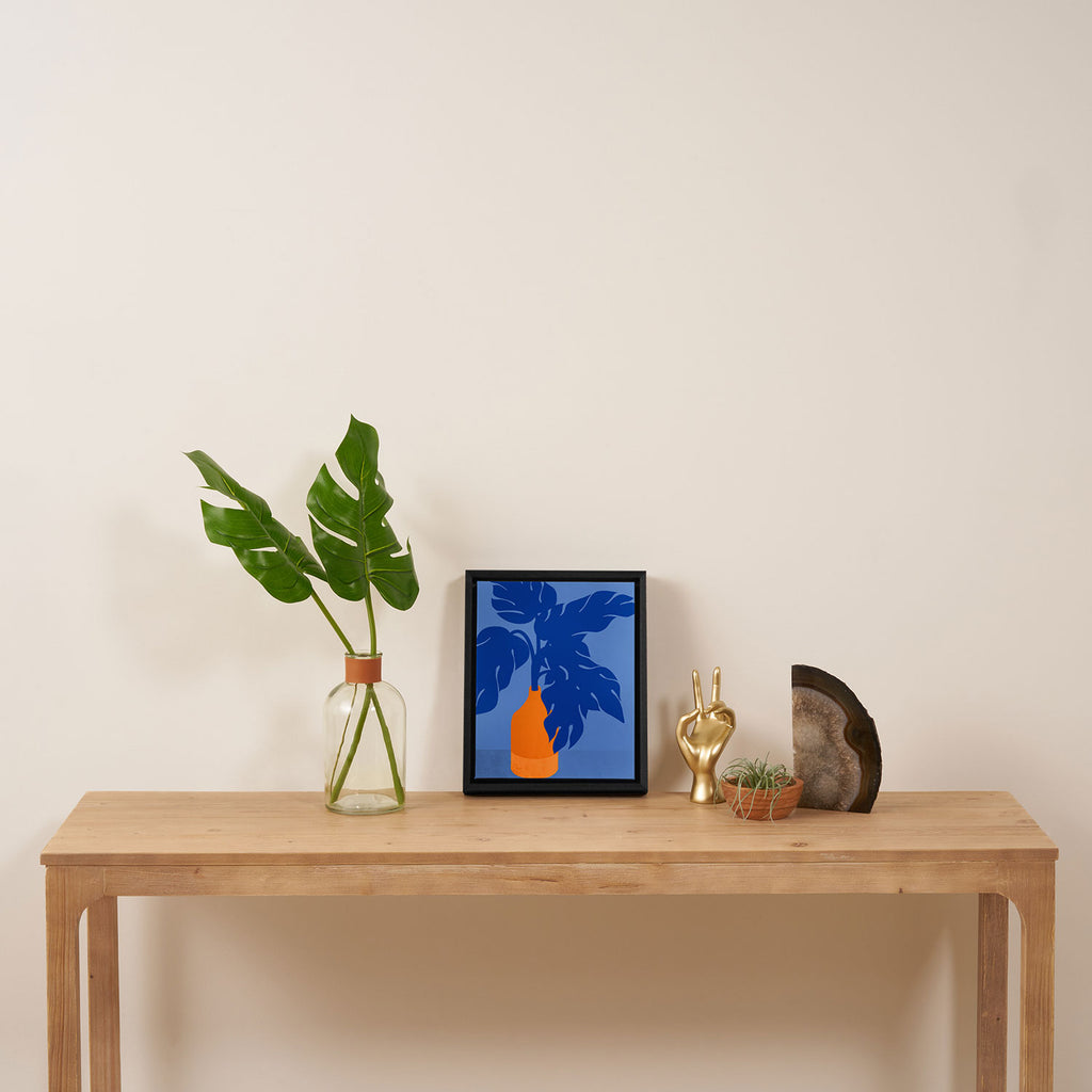 Light In The Darkness  - a blue tropical still life painting Framed Canvas Print Gallery Image 4