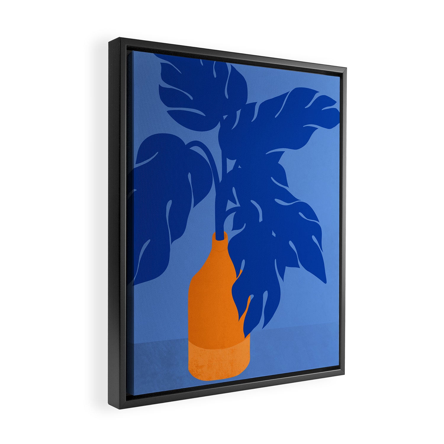 Light In The Darkness  - a blue tropical still life painting Framed Canvas Print Gallery Image 2