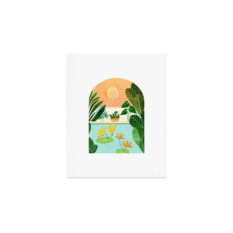 Lily Pond Landscape Illustration Art Print Gallery Image 1