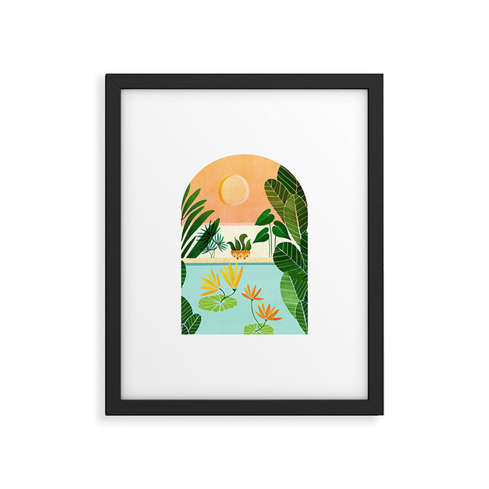 Lily Pond Landscape Illustration Framed Art Print Gallery Image 1