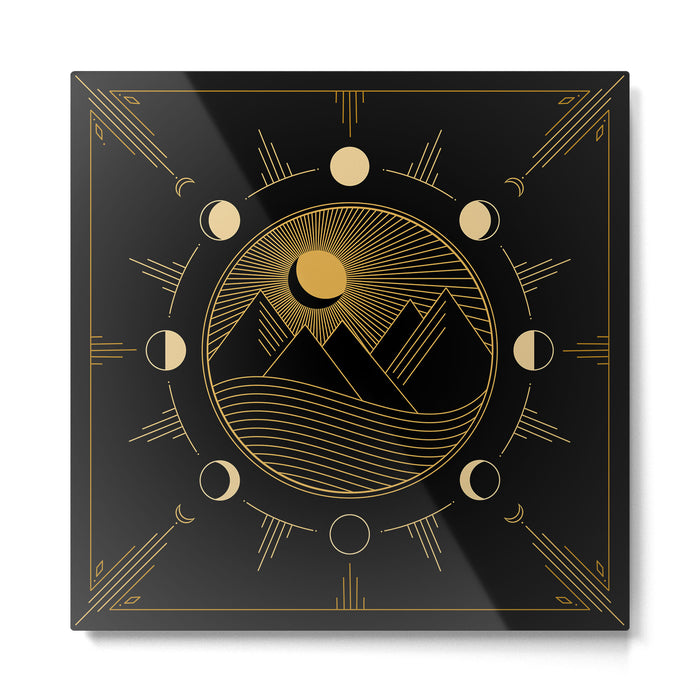 Lunar Phases With Mountains Metal Print Gallery Image 1
