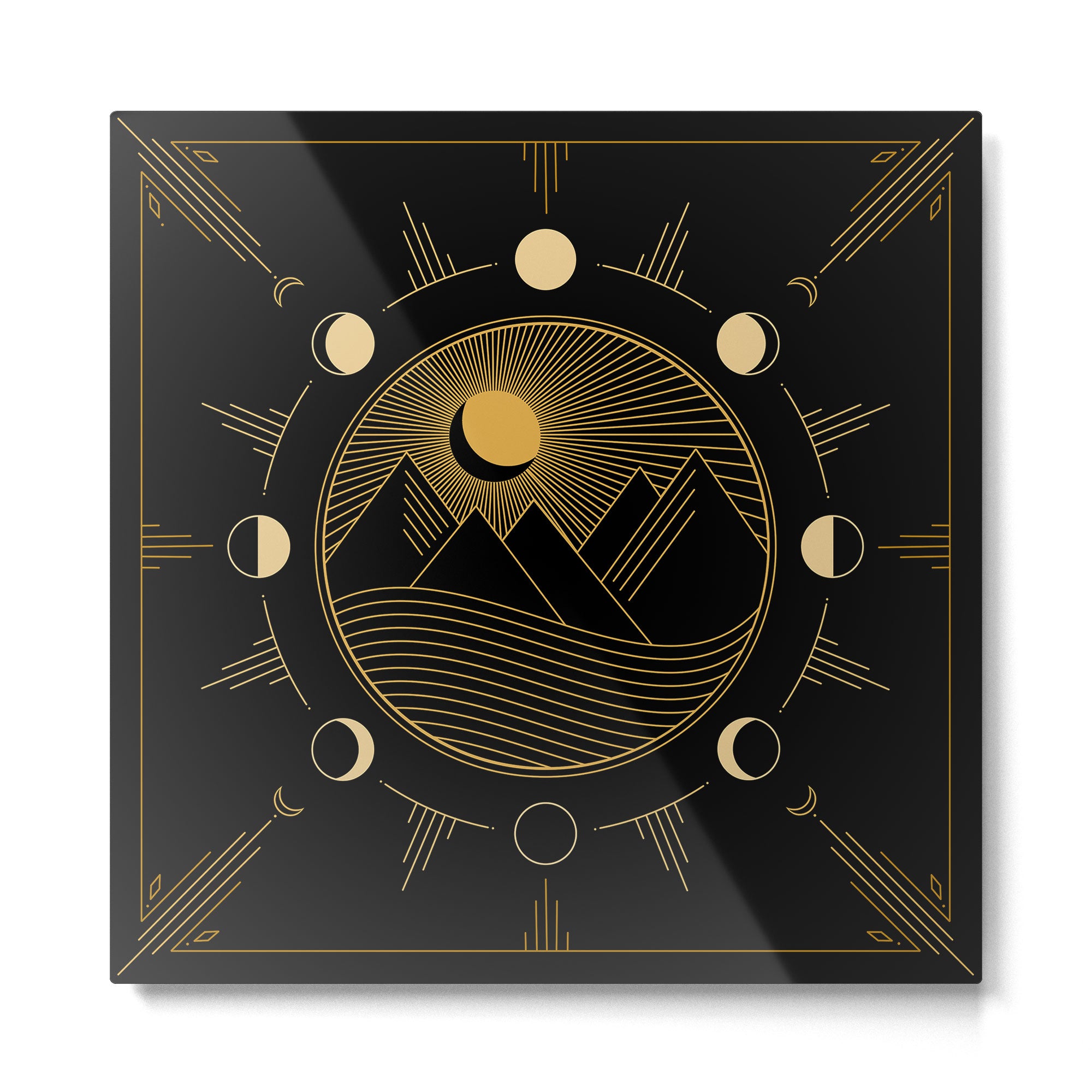 Lunar Phases With Mountains Metal Print Gallery Image 2