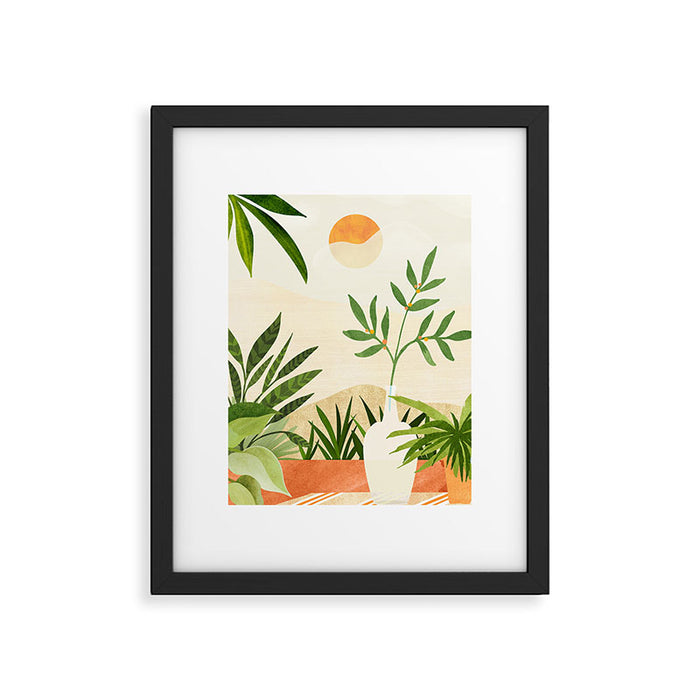 Mediterranean Terrace - Colorful Landscape Illustration Framed Art Print Gallery Image 1