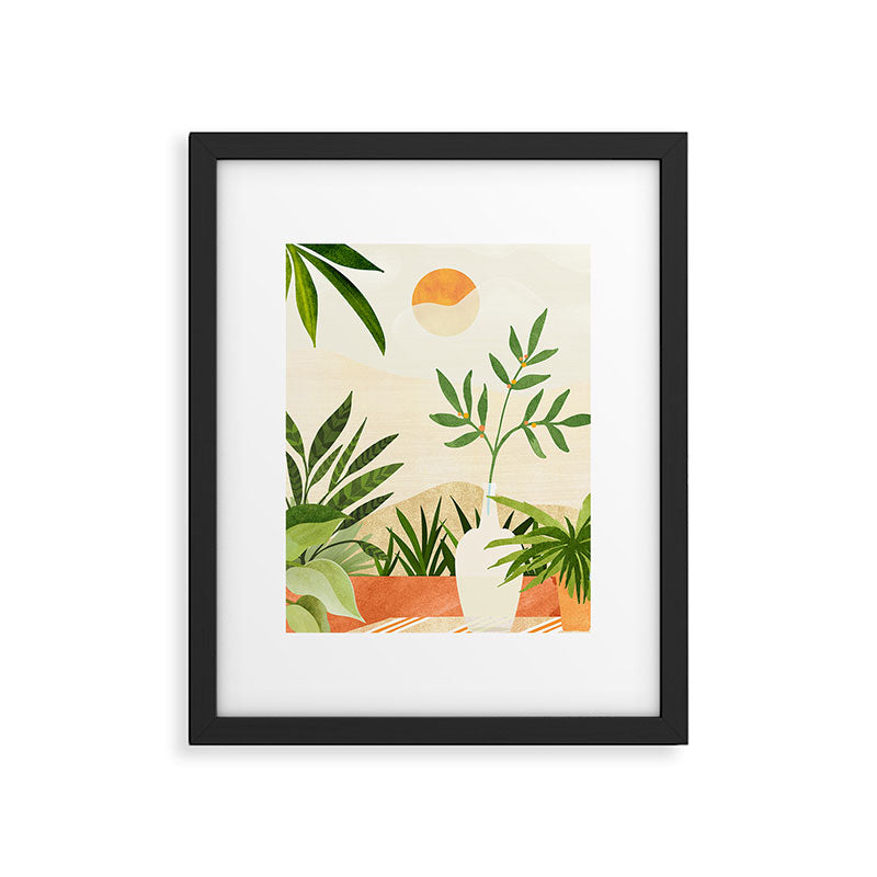 Mediterranean Terrace - Colorful Landscape Illustration Framed Art Print Gallery Image 5