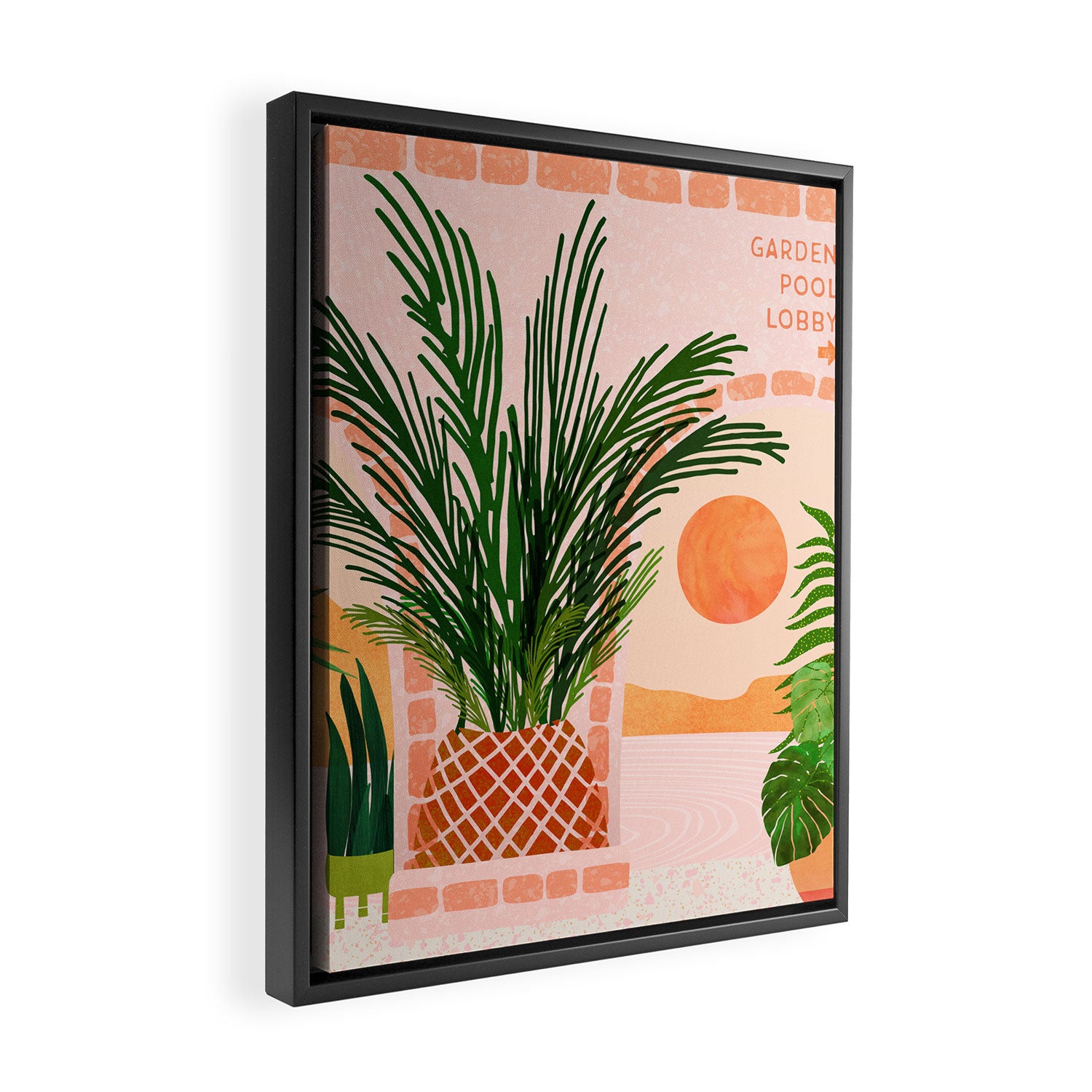 Mediterranean Vacation Scene / Villa Series Framed Canvas Print Gallery Image 2