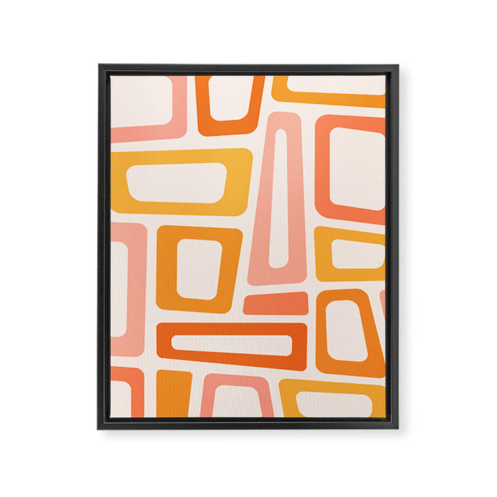 Mellow Mid Mod in Pink and Orange Framed Canvas Print Gallery Image 1