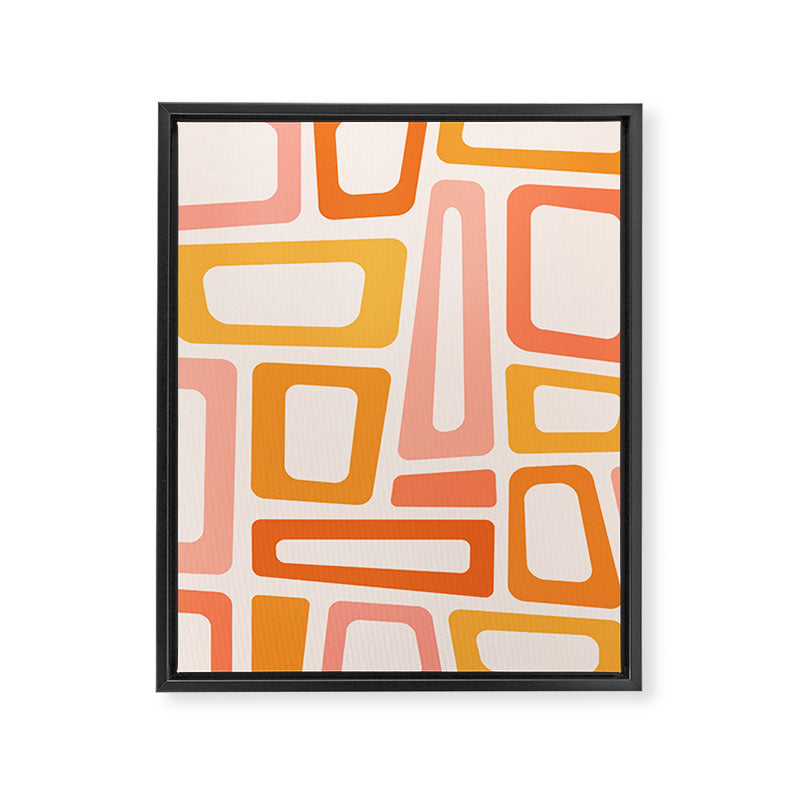 Mellow Mid Mod in Pink and Orange Framed Canvas Print Gallery Image 8
