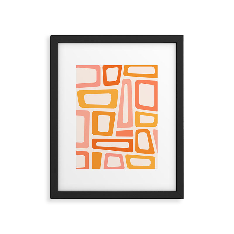 Mellow Mid Mod in Pink and Orange Framed Art Print Gallery Image 6