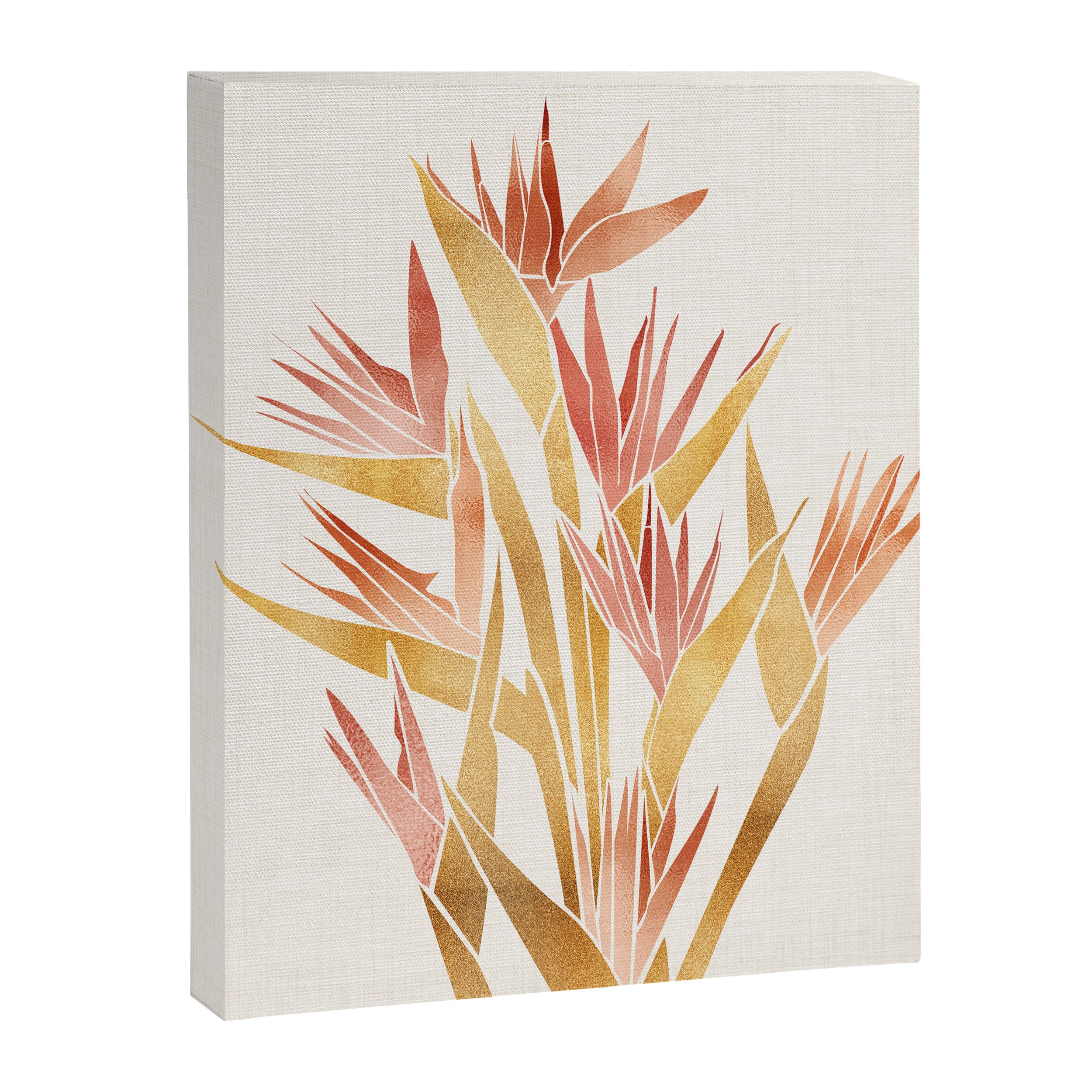 Metallic Gold Bird of Paradise Flowers Canvas Print Gallery Image 6