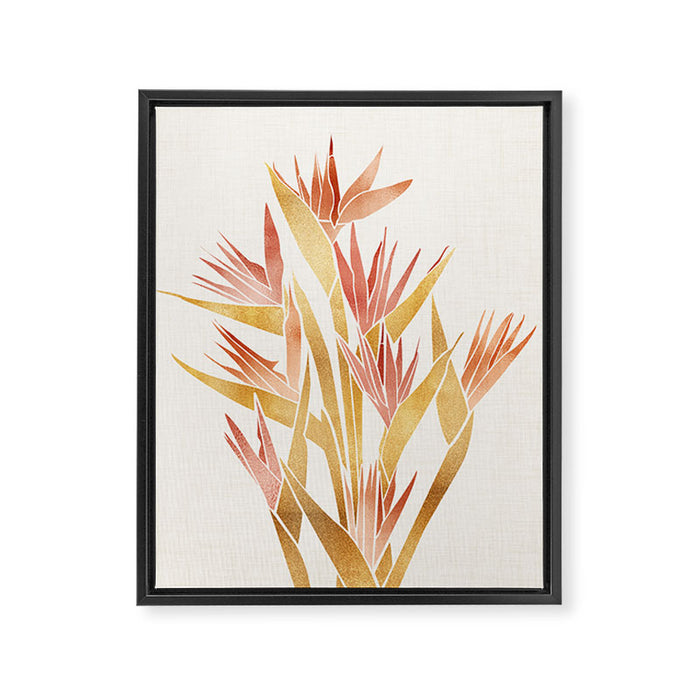 Metallic Gold Bird of Paradise Flowers Framed Canvas Print Gallery Image 1