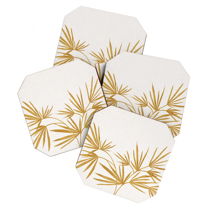 Metallic Gold Fan Palm Coaster Gallery Image 1