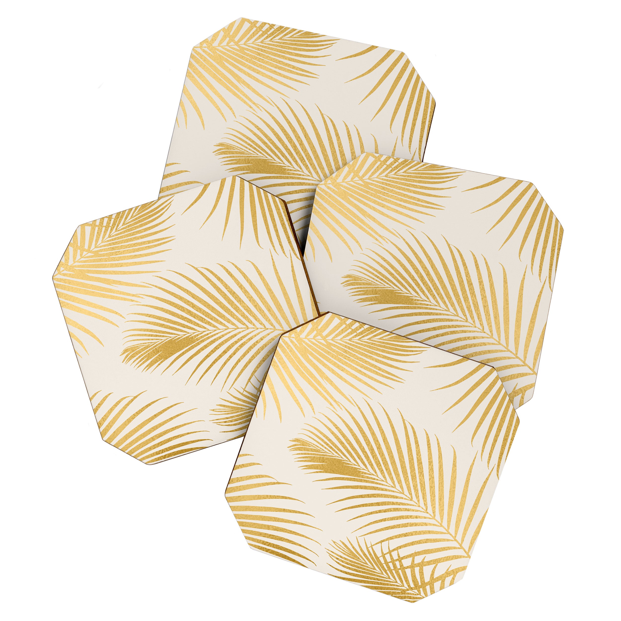 Metallic Gold Tropical Palm Fronds Coaster Gallery Image 1