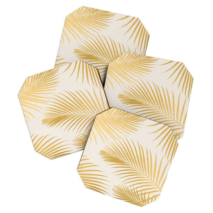 Metallic Gold Tropical Palm Fronds Coaster Gallery Image 1