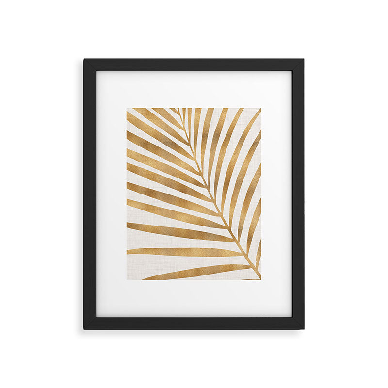 Metallic Gold Tropical Palm Fronds Framed Art Print Gallery Image 4