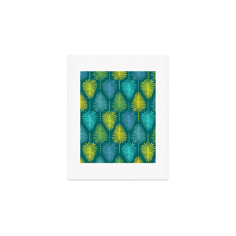 Mid Century Blue and Green Forest Art Print Gallery Image 1