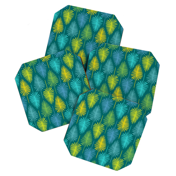 Mid Century Blue and Green Forest Coaster Gallery Image 1