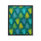 Mid Century Blue and Green Forest Framed Canvas Print Gallery Image 8