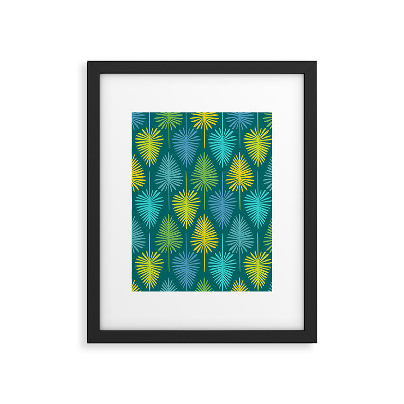 Mid Century Blue and Green Forest Framed Art Print Gallery Image 6