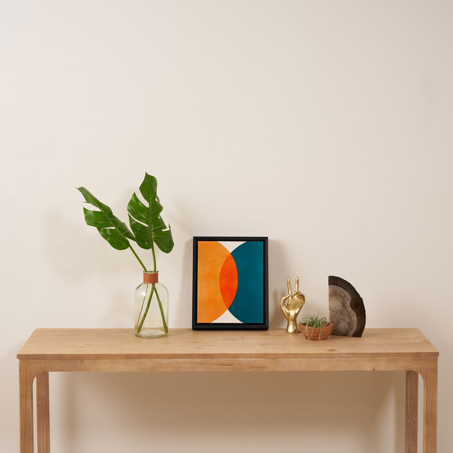 Mid Century Eclipse / Abstract Geometric Framed Canvas Print Gallery Image 4