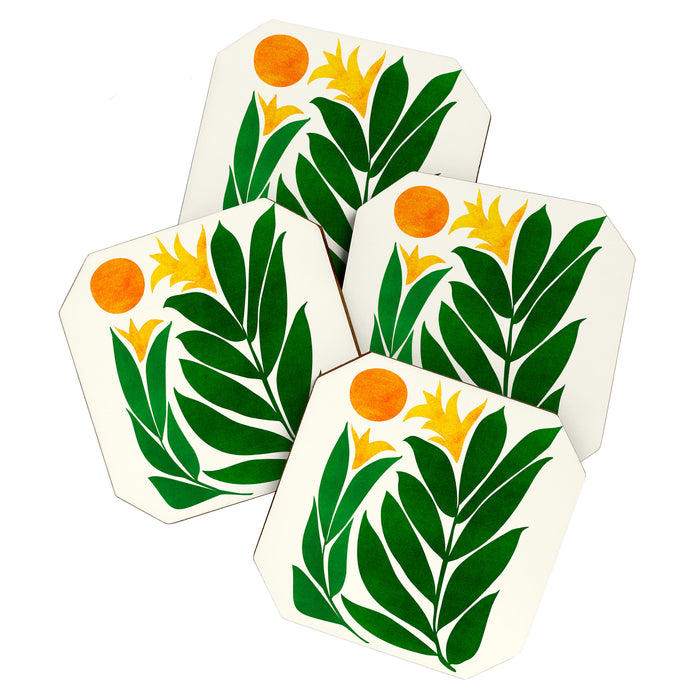 Mid Century Emerald Garden Botanical Coaster Gallery Image 1